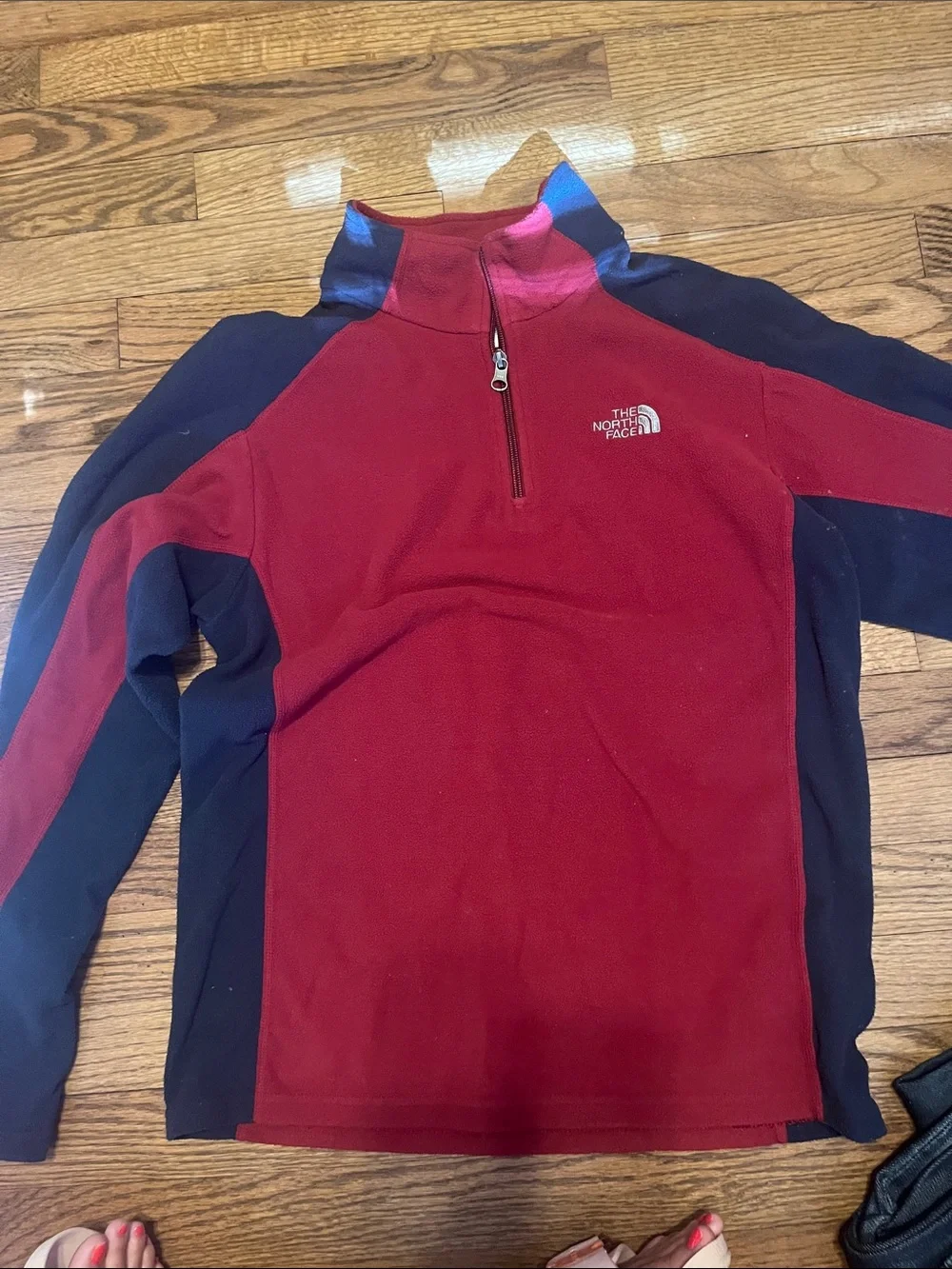 The North Face Men’s Red and Black Half-Zip Fleece Pullover